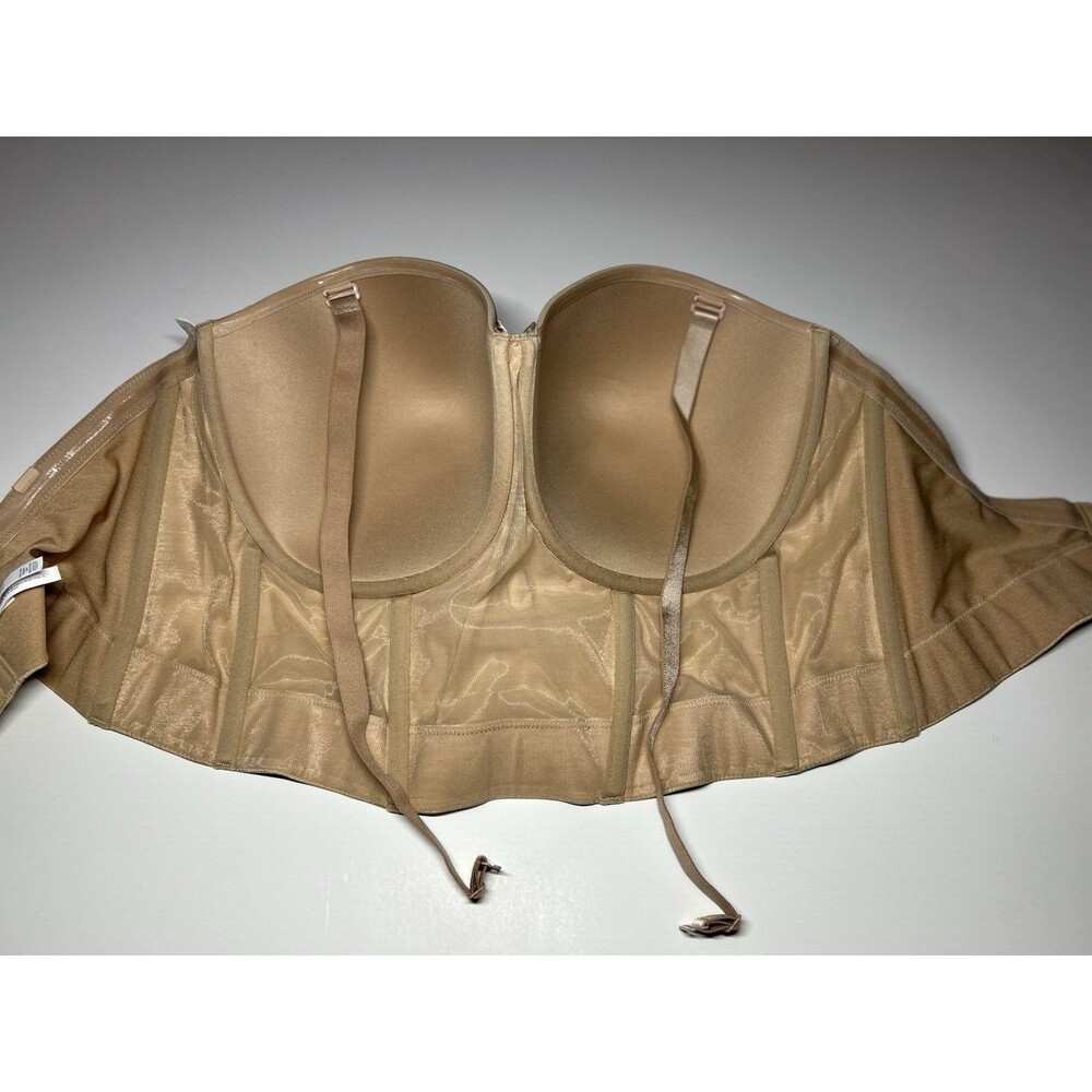 NWT Le Mystere Nude Bra 40DDD Padded Soiree Bustier LongLine Strap Or Strapless - Picture 2 of 8